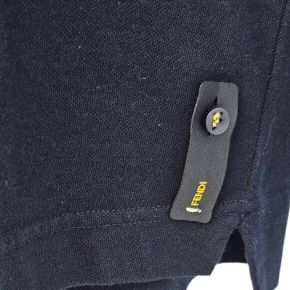 Fendi Mens Long Sleeve Polo Henley Shirt Size 54 US XXL Navy Collared Logo - Picture 6 of 15